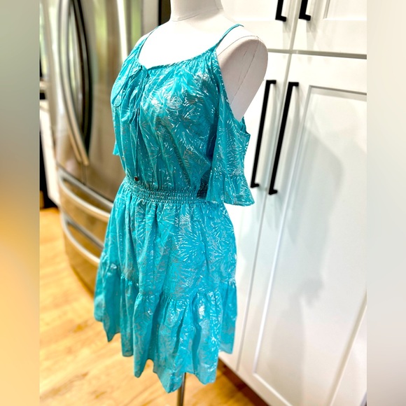 NWT Michael Kors Turgoise Blue With Silver Foil Print - Picture 4 of 9